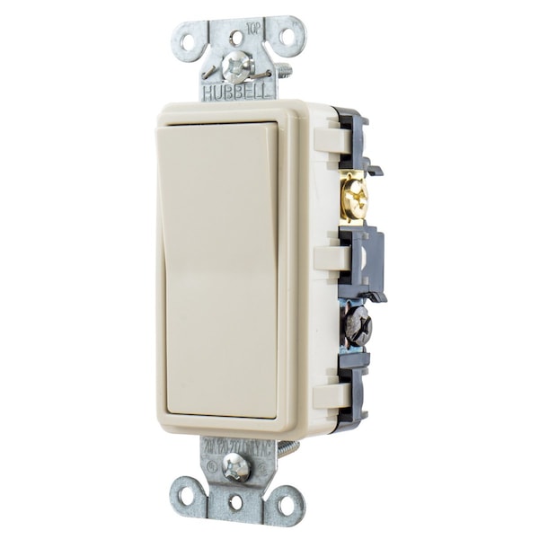 Hubbell Wiring Device-Kellems TradeSelect, Switches and Lighting Controls, Decorator Switch, Residential Grade, Rocker Switch, General Purpose AC, 4 Way, 15A 120/277V AC, Push Back and Side Wired, Light RSD415LA - main